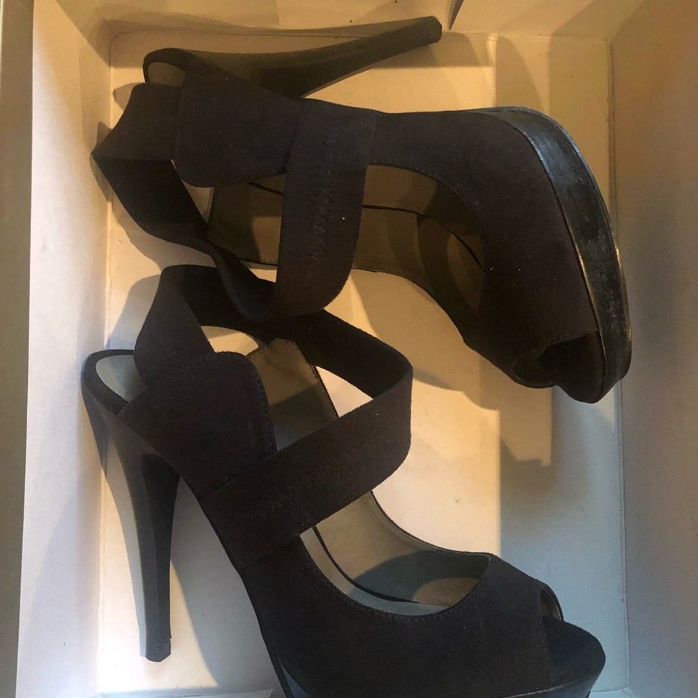 Levity black suede platforms.